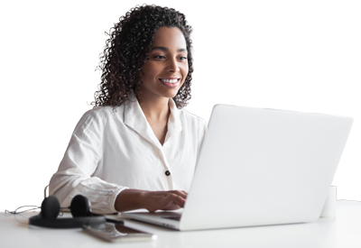 Woman Typing on a Laptop