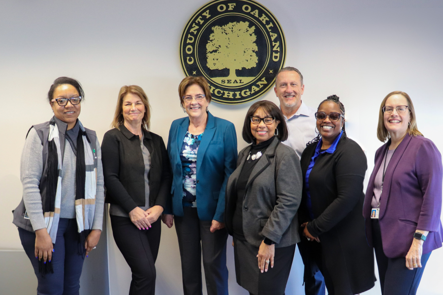 Photo od Commissioners Yolanda Smith Charles, Christine Long, Gwen Markham, Linnie Taylor, Michael Spisz, Angela Powell, and Ann Erickson Gault.