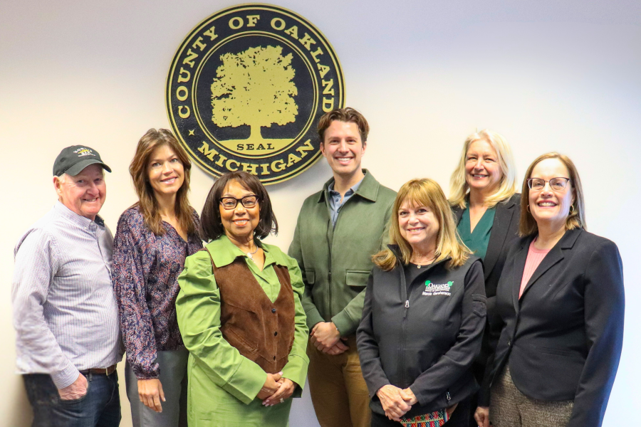 Photo of Commissioners Bob Hoffman, Karen Joliat, Linnie Taylor, Brendan Johnson, Marcia Gershenson, Penny Luebs, and Ann Erickson Gault.