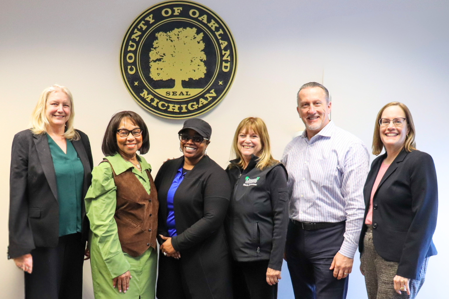 Photo of Commissioners Penny Luebs, Linnie Taylor, Angela Powell, Marcia Gershenson, Michael Spisz, and Ann Erickson Gault.