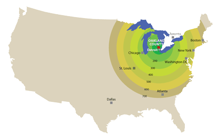 proximity map of Oakland County