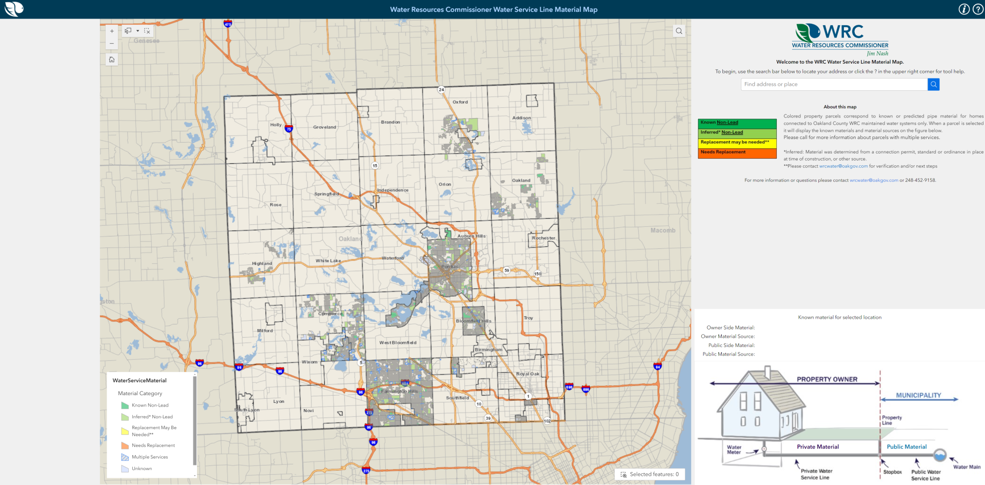 Screenshot from Water Service Line Map