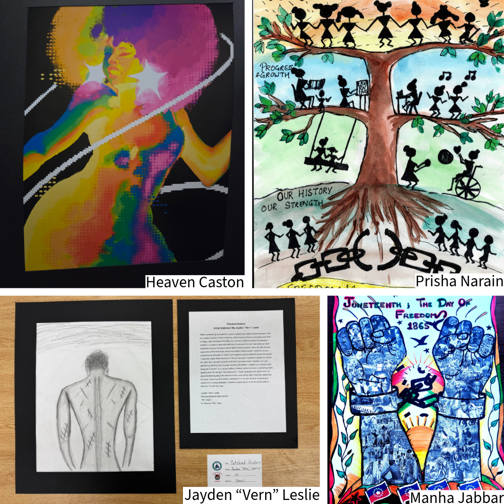 Winning submissions of the 2026 Juneteenth Art Contest.