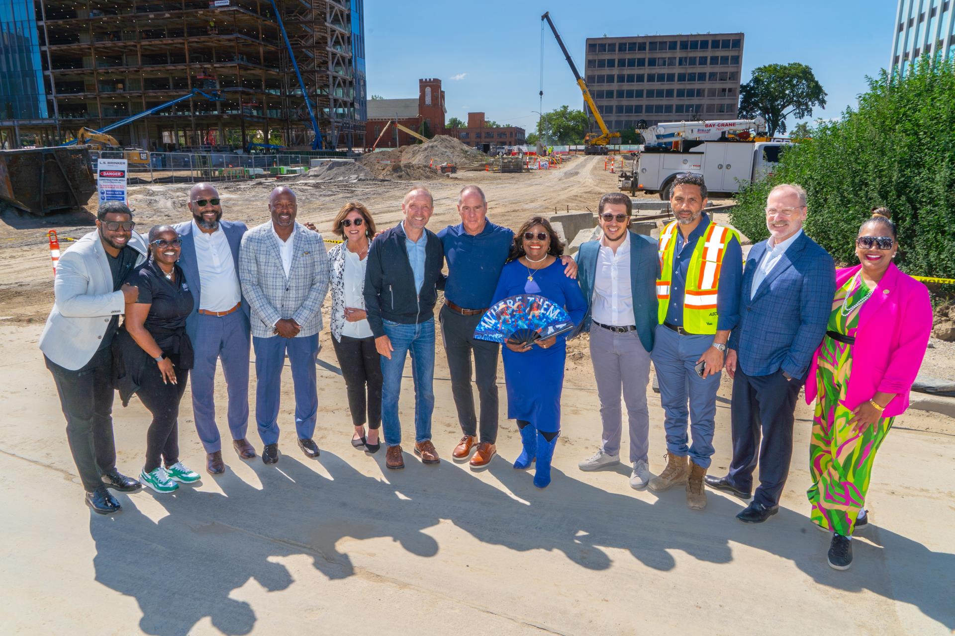 Group photo at press conference in downtown Pontiac with Dave Coulter, Brenda Lawrence and Jeremy Moss.