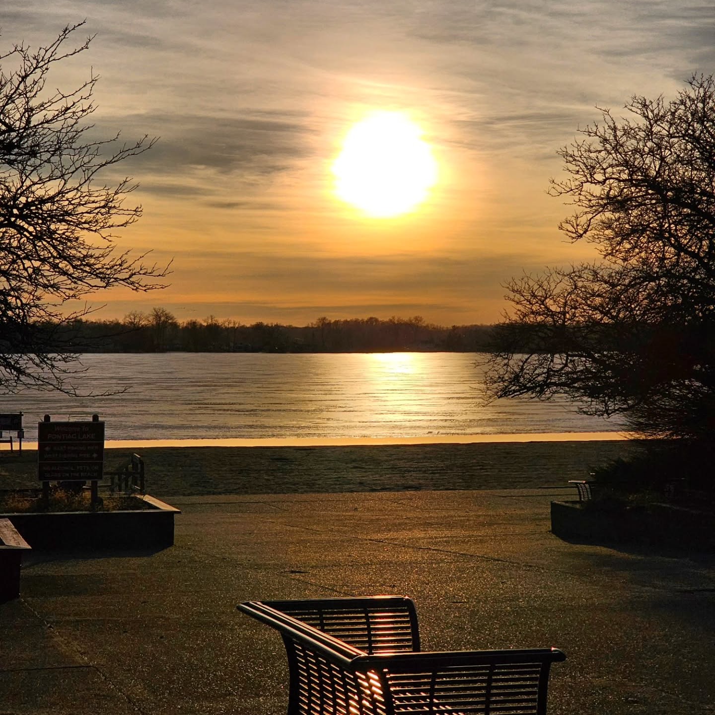 Sunset view from Pontiac Lake Recreation Area in Waterford