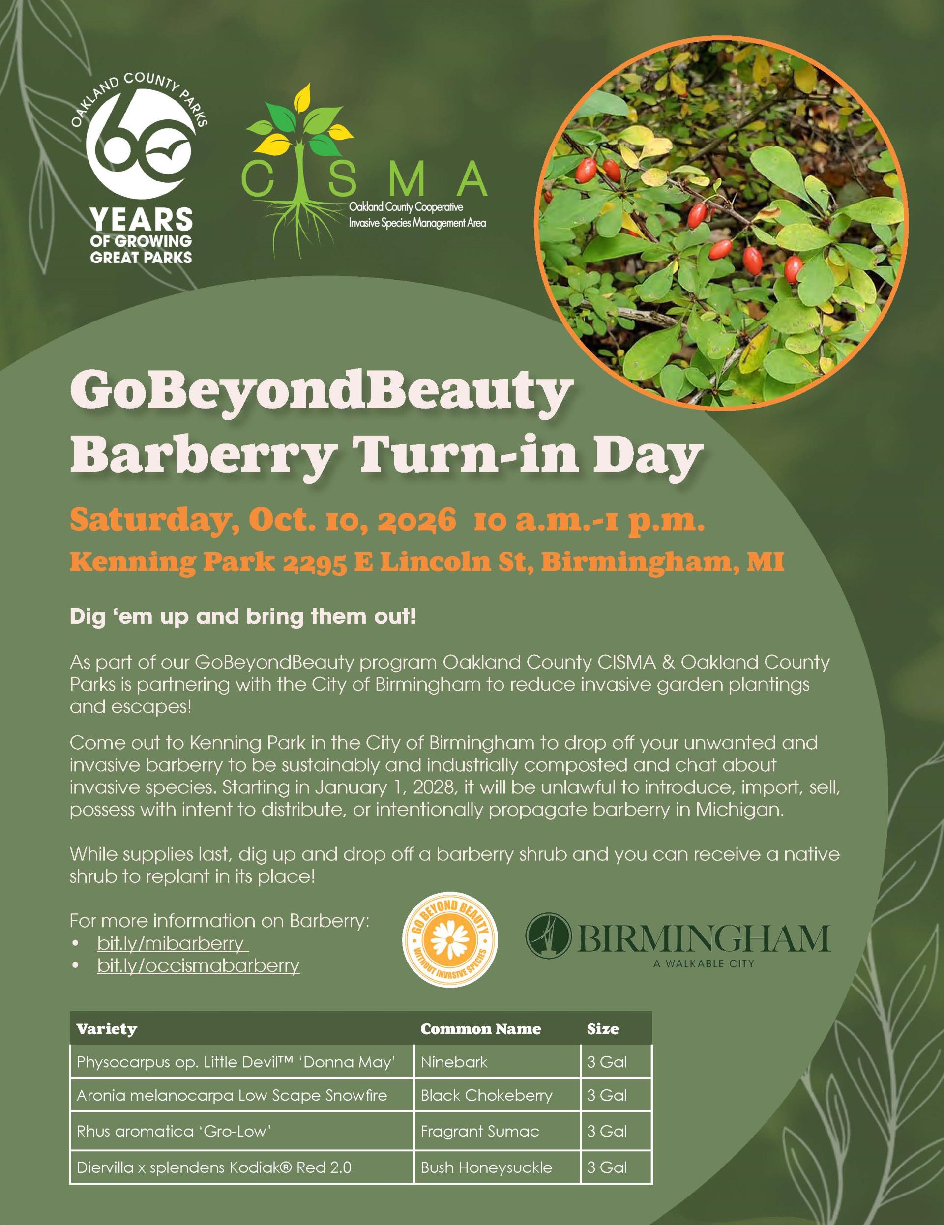 CISMA Barberry Turn In Day Flyer