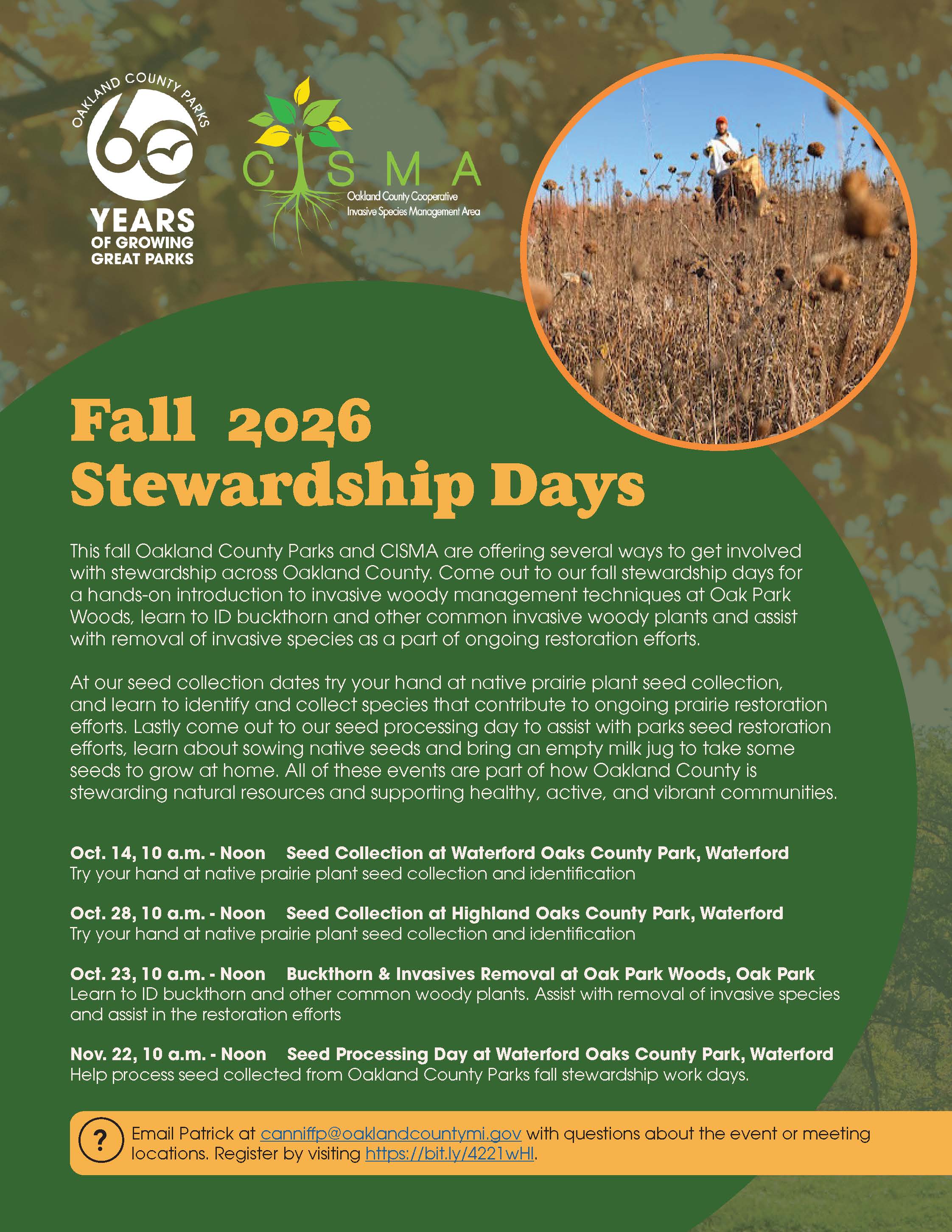 CISMA Fall Stewardship Flyer 2026 fall stewardship days flyer