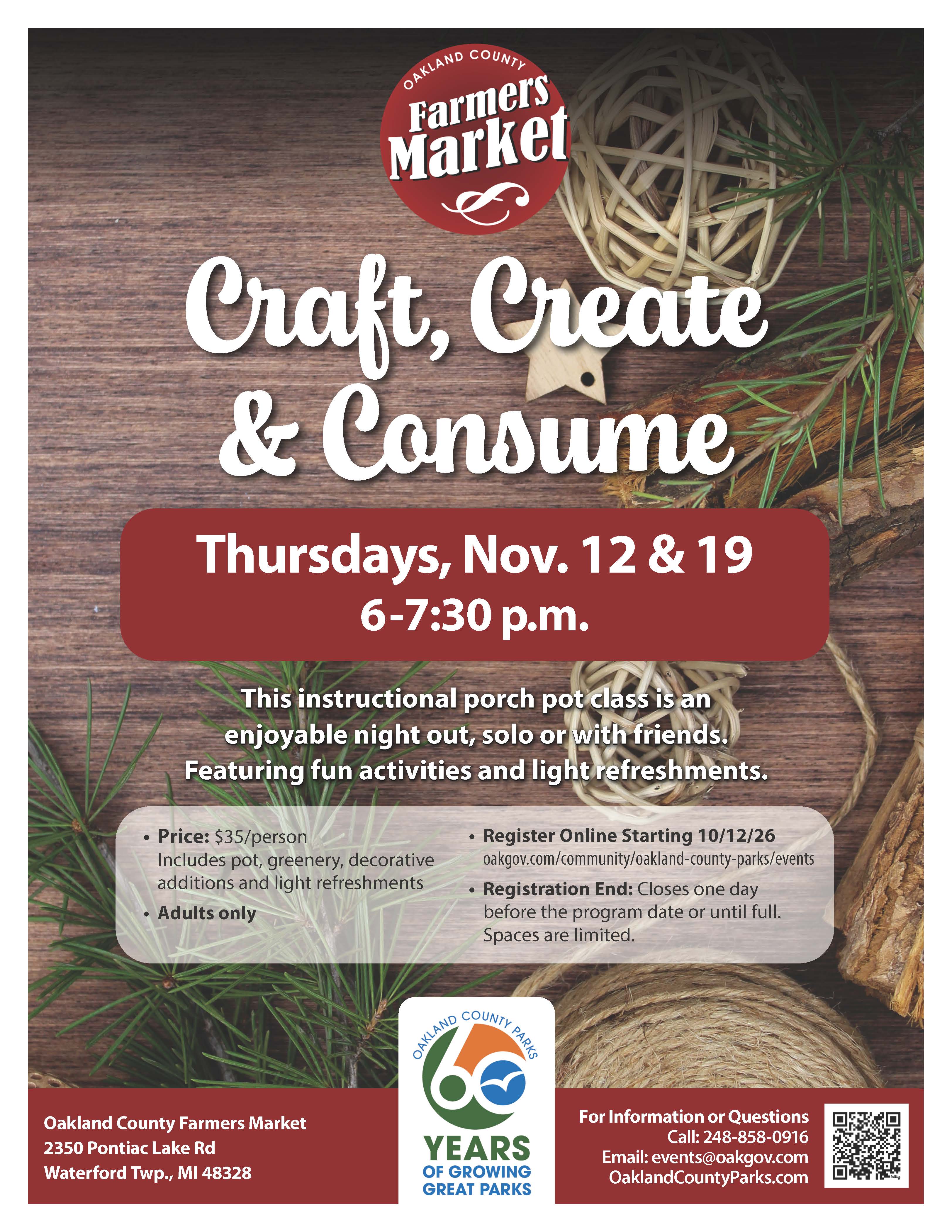 Craft Create Consume Porch Pot Flyer 2026