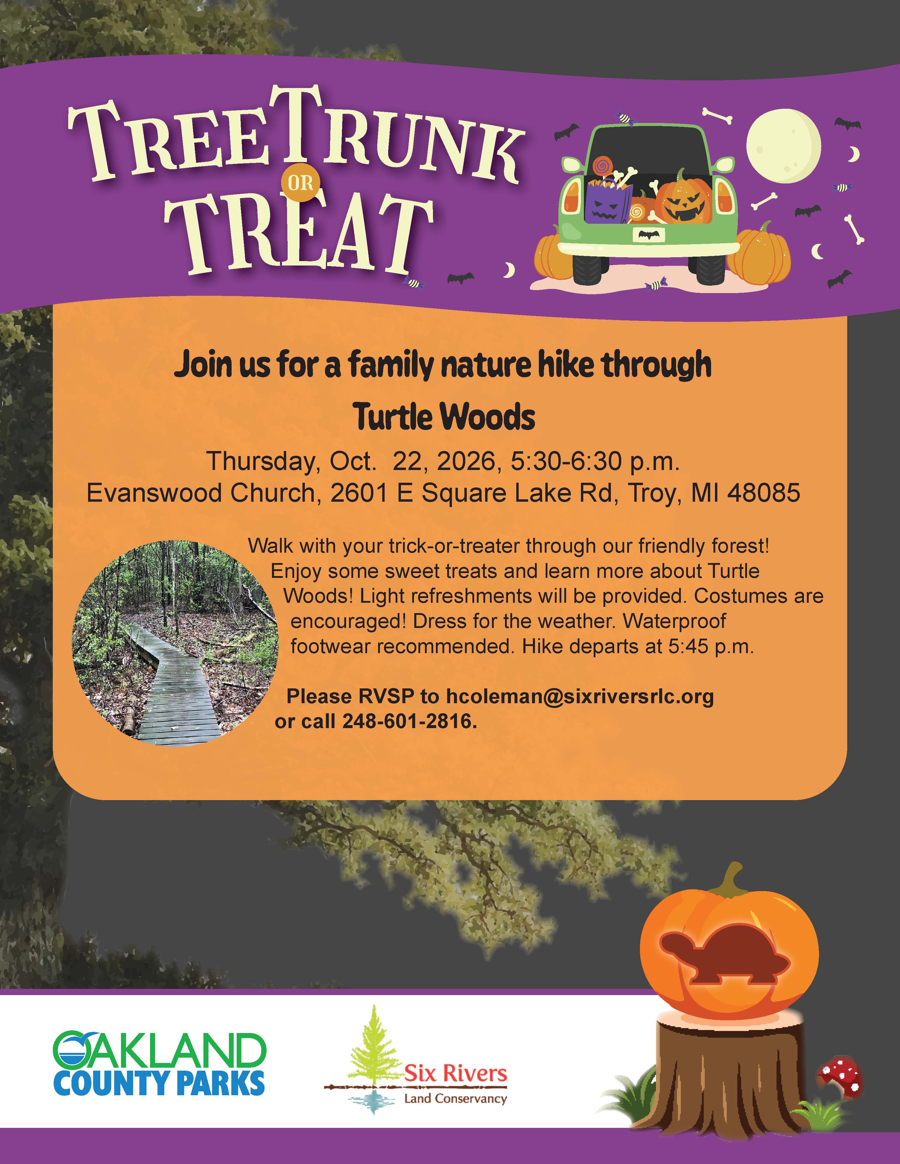 Turtle Woods Tree Trunk or Treat Flyer 2026 Tree Trunk or Treat Flyer